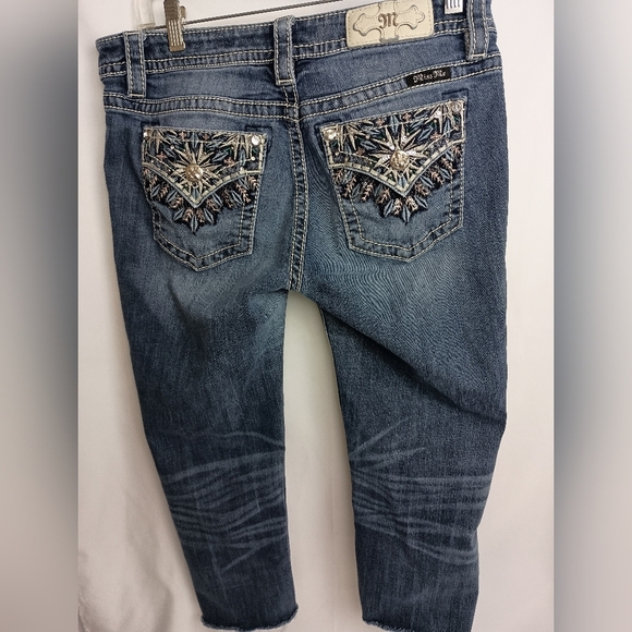 Miss Me Designer Blue Cropped Ankle Jeans with Faded Details(#1,527) - Picture 4 of 8